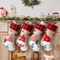 LASPERAL 4Pcs 18in Christmas Stockings 3D Burlap Santa Snowman Reindeer by Deal US