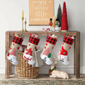 LASPERAL 4Pcs 18in Christmas Stockings 3D Burlap Santa Snowman Reindeer by Deal US