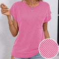 levaca Ribbed Cap Sleeve T Shirt with Front Pocket Blue Size S by Deal US