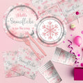 Winter Snowflake Plates & Napkins Pink Baby Shower 20pcs Winter Wonderland by Deal US