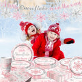 Winter Snowflake Plates & Napkins Pink Baby Shower 20pcs Winter Wonderland by Deal US