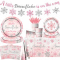 Winter Snowflake Plates & Napkins Pink Baby Shower 20pcs Winter Wonderland by Deal US