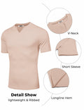 COOFANDY Mens Muscle Slim Fit Gym Shirt Short Sleeve Beige Size XL by Deal US