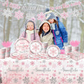 Winter Snowflake Plates & Napkins Pink Baby Shower 20pcs Winter Wonderland by Deal US