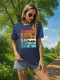 Earth Day Women's Save Planet Bee Graphic T-Shirt Dark Blue XXL by Deal US