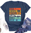 Earth Day Women's Save Planet Bee Graphic T-Shirt Dark Blue XXL by Deal US