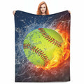BLUBLU Fire Softball Flannel Fleece Throw Blanket Lightweight Cozy Plush 60x50 by Deal US