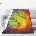 BLUBLU Fire Softball Flannel Fleece Throw Blanket Lightweight Cozy Plush 60x50 by Deal US