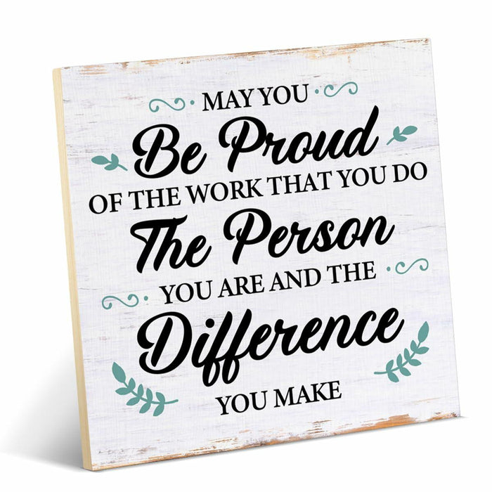 Coworker Retirement Wood Sign Desk Decor 6.3x6.3 Inch Home Office Gift by Deal US
