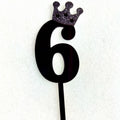 Large Number 6 Cake Topper Black Crown Birthday Anniversary Party Decor by Deal US