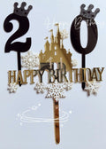 Large Number 6 Cake Topper Black Crown Birthday Anniversary Party Decor by Deal US
