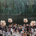 Dandy Decor 60 Pack 12in Rose Gold White Confetti Balloons with Ribbon by Deal US