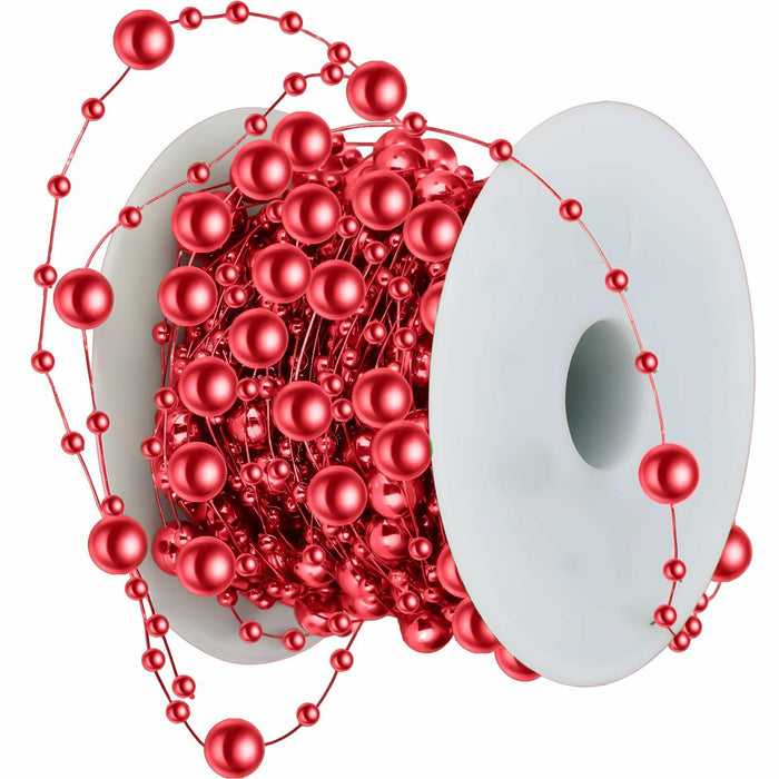 Ecally 250ft Plastic Beads Garland Chain Roll Red Wedding Decoration by Deal US
