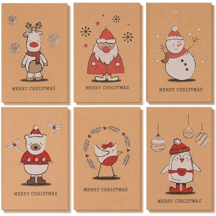 BEST PAPER GREETINGS Christmas Cards 36 Pack 4x6 Kraft Paper Red White Envelopes by Deal US