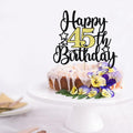 Happy 45th Birthday Cake Topper Black Gold Glitter Cheers to 45 Years by Deal US