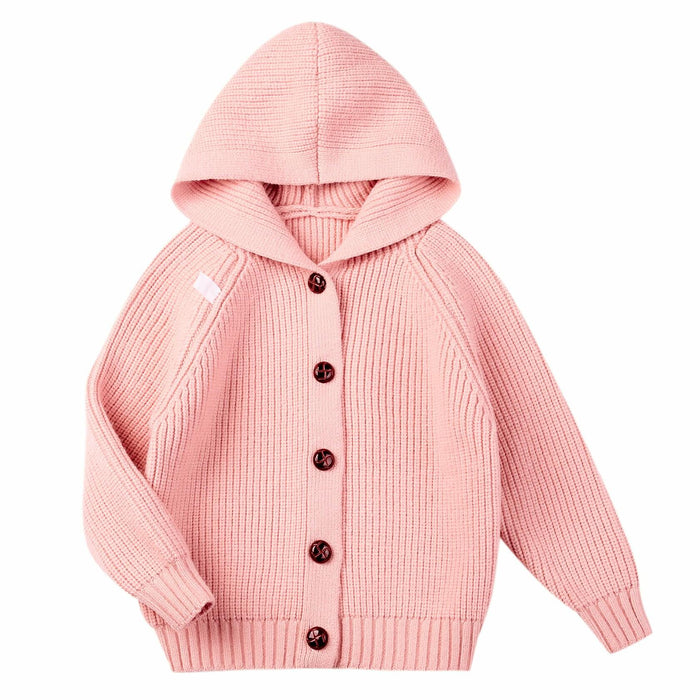 AUTWARM Girls Hooded Cardigan Oversized Knit Sweater Brown Size 5-6Y by Deal US