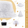 Cozypower 2 Pcs XXL Winter Faux Fur Bucket Hat Unisex Black White by Deal US