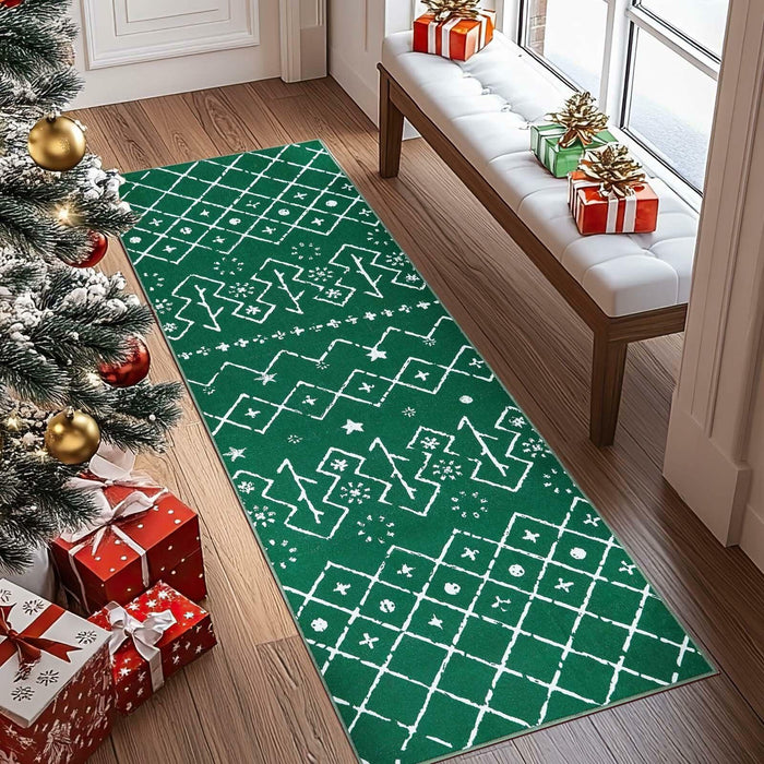 jinchan Christmas Runner Rug 3x7 Green Moroccan Non Slip Soft Carpet by Deal US