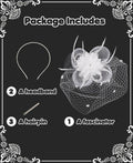 Kidukso Fascinators Hat Vintage 1925s Derby Mesh Veil Feathers White by Deal US
