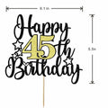 Happy 45th Birthday Cake Topper Black Gold Glitter Cheers to 45 Years by Deal US