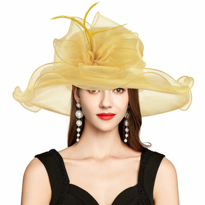 Derby Hats Women Organza Kentucky Fascinator UV Protection Sun Hat by Deal US