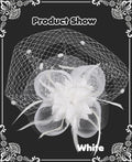 Kidukso Fascinators Hat Vintage 1925s Derby Mesh Veil Feathers White by Deal US