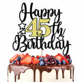 Happy 45th Birthday Cake Topper Black Gold Glitter Cheers to 45 Years by Deal US