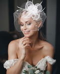 Kidukso Fascinators Hat Vintage 1925s Derby Mesh Veil Feathers White by Deal US