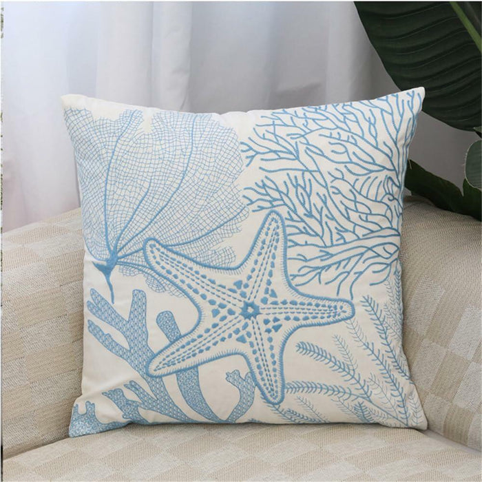 Starfish Pillow Cover Coral Leaf Blue Cushion Case 18x18 Inch 1PC by Deal US