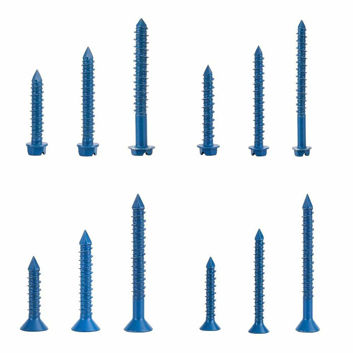 290PCS Concrete Screws 12 Sizes Flat & Hex Head Masonry Anchors 1.25"-2.25" by Deal US