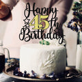 Happy 45th Birthday Cake Topper Black Gold Glitter Cheers to 45 Years by Deal US