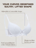 IHOIU Women's Lace Push Up Bra Padded Underwire Convertible White Size 38C by Deal US
