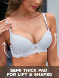 IHOIU Women's Lace Push Up Bra Padded Underwire Convertible White Size 38C by Deal US