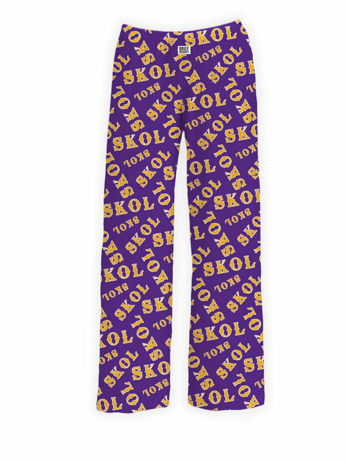 BRIEF INSANITY Lounge Pajama Pants SKOL Print Purple & Gold Size S by Deal US