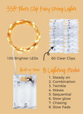 Fairy Lights with Clips 33ft 100LED Battery Operated String Lights Timer by Deal US
