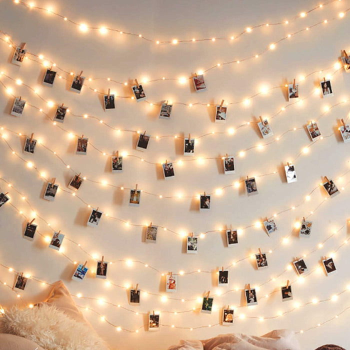 Fairy Lights with Clips 33ft 100LED Battery Operated String Lights Timer by Deal US