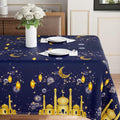 BOTB LIHM Eid Ramadan Tablecloth 60x84" Castle Lantern Stars & Moon by Deal US