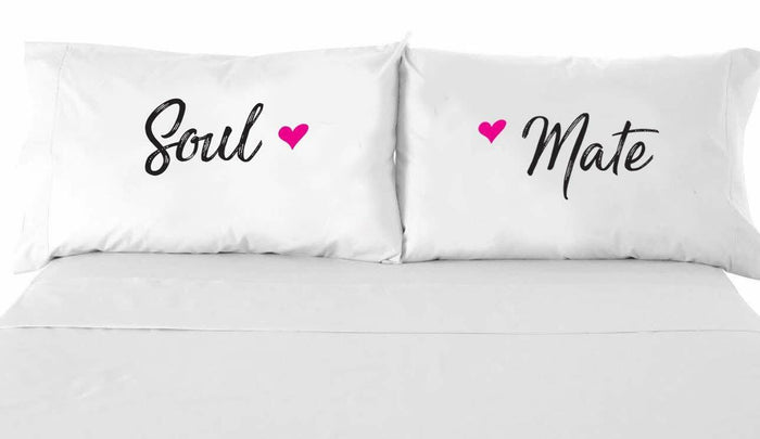 Soul Mate Satin Pillow Covers Set of 2 – Couple Long Distance Gift by Deal US