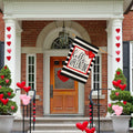 Hello Valentine Watercolor Stripes House Flag Love Heart 28x40 Inch Burlap by Deal US