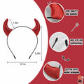 Voiiake Red Devil Horns Headband & Fishnet Thigh High Stockings Set by Deal US