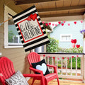 Hello Valentine Watercolor Stripes House Flag Love Heart 28x40 Inch Burlap by Deal US