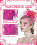 Kidukso Fascinators Hat Vintage 1923s Derby Mesh Veil Feathers Rose Red by Deal US
