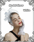 Kidukso Fascinators Hat Vintage 1930s Derby Mesh Veil Feathers White by Deal US