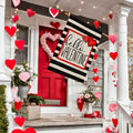 Hello Valentine Watercolor Stripes House Flag Love Heart 28x40 Inch Burlap by Deal US
