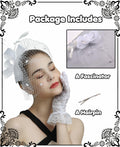 Kidukso Fascinators Hat Vintage 1930s Derby Mesh Veil Feathers White by Deal US