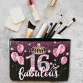 AWSICE Makeup Bag Black Pink 16 Fabulous Birthday Gift for Girls by Deal US
