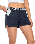 Oalka Women's Running Shorts Out Side Pockets Athletic Denim Blue Size XXL by Deal US