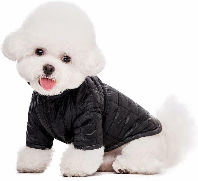 Miaododo Winter Dog Coat Windproof Cotton-Padded High Collar Size L- Black by Deal US