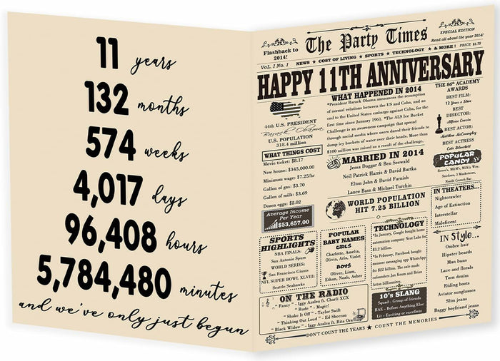 YiKaLus 11th Anniversary Steel Gift Card Romantic Wedding Gift for Him Her by Deal US