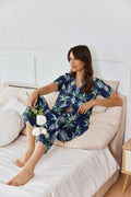 Ekouaer Women Pajamas Set Button Down Short Sleeve Navy Size Small by Deal US